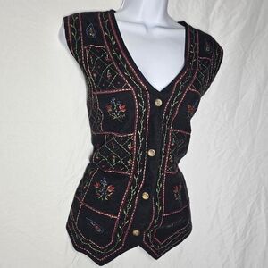 vintage y2k 2000s whimsigoth embroidery cottage core vest